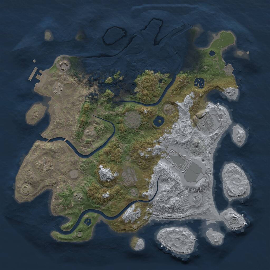 Rust Map: Procedural Map, Size: 3750, Seed: 774959293, 13 Monuments