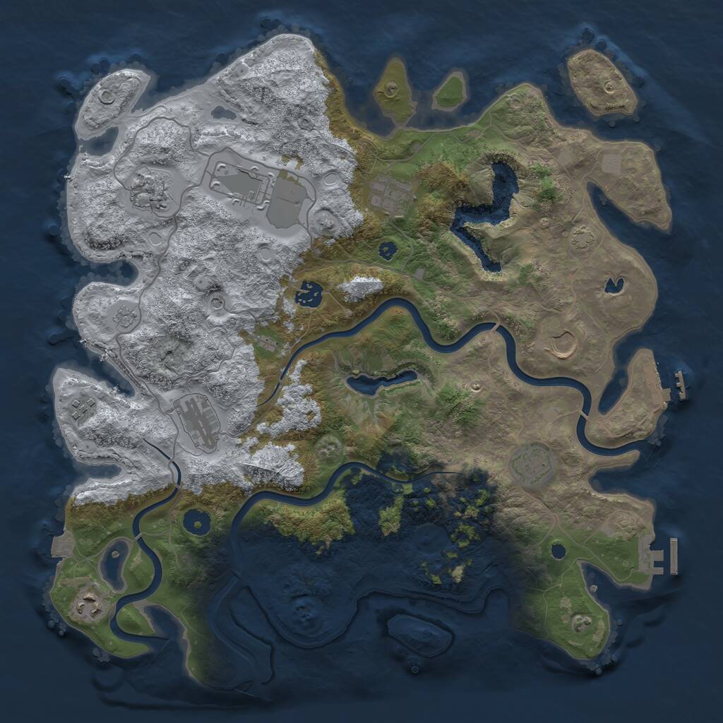 Rust Map: Procedural Map, Size: 4000, Seed: 697757929, 15 Monuments
