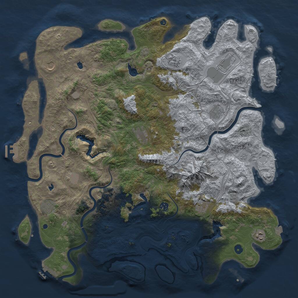 Rust Map: Procedural Map, Size: 5000, Seed: 758493826, 17 Monuments