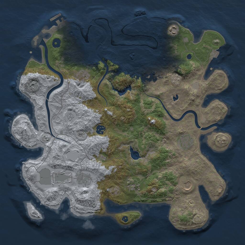 Rust Map: Procedural Map, Size: 4000, Seed: 1073709396, 16 Monuments