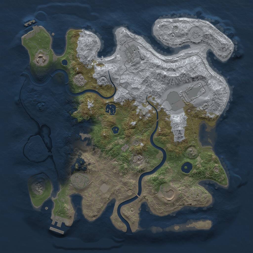 Rust Map: Procedural Map, Size: 3500, Seed: 412345698, 14 Monuments