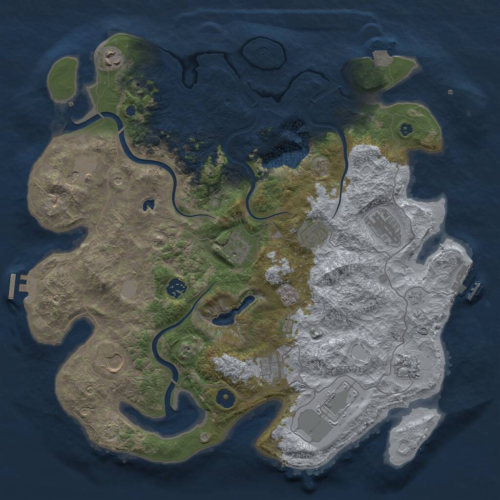 Rust Map: Procedural Map, Size: 4000, Seed: 1233939682, 17 Monuments