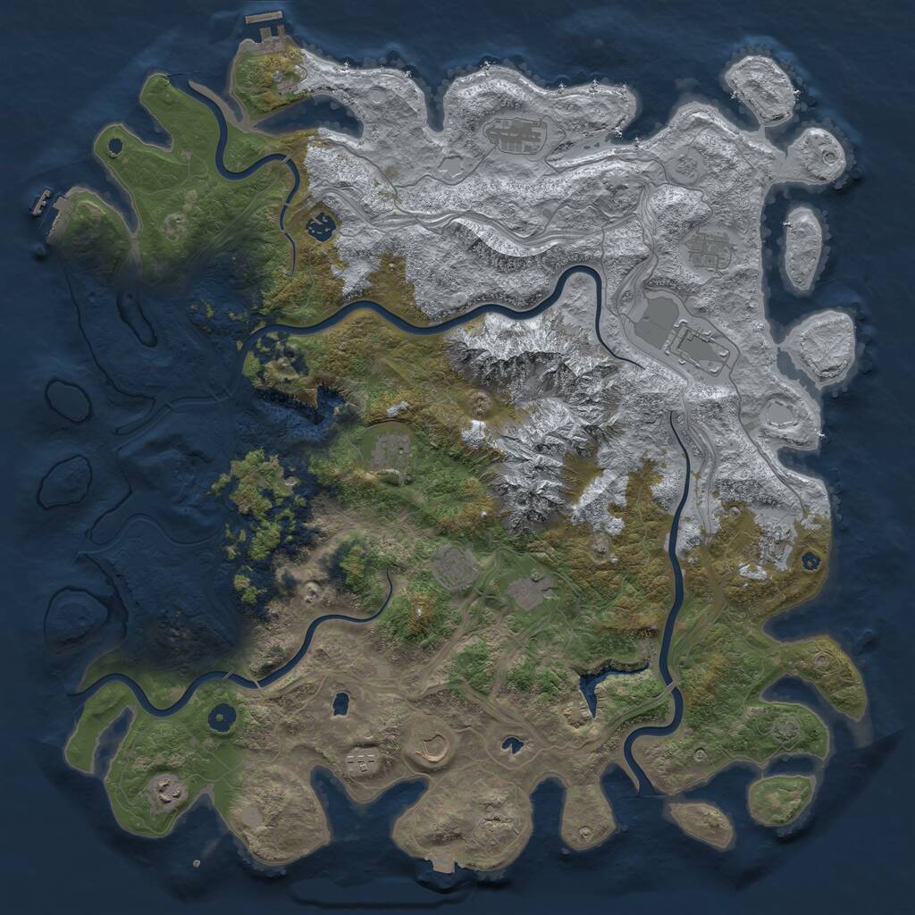 Rust Map: Procedural Map, Size: 5000, Seed: 350490, 17 Monuments
