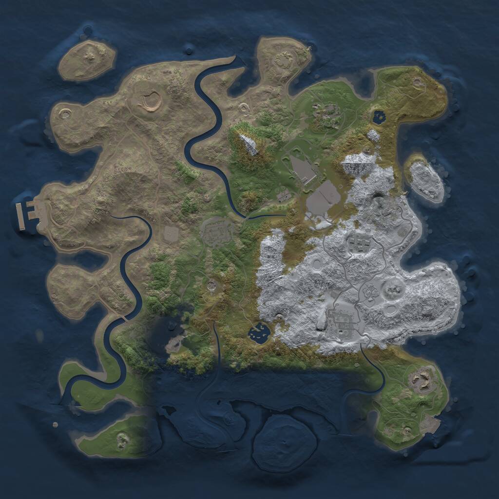 Rust Map: Procedural Map, Size: 3700, Seed: 710548594, 14 Monuments