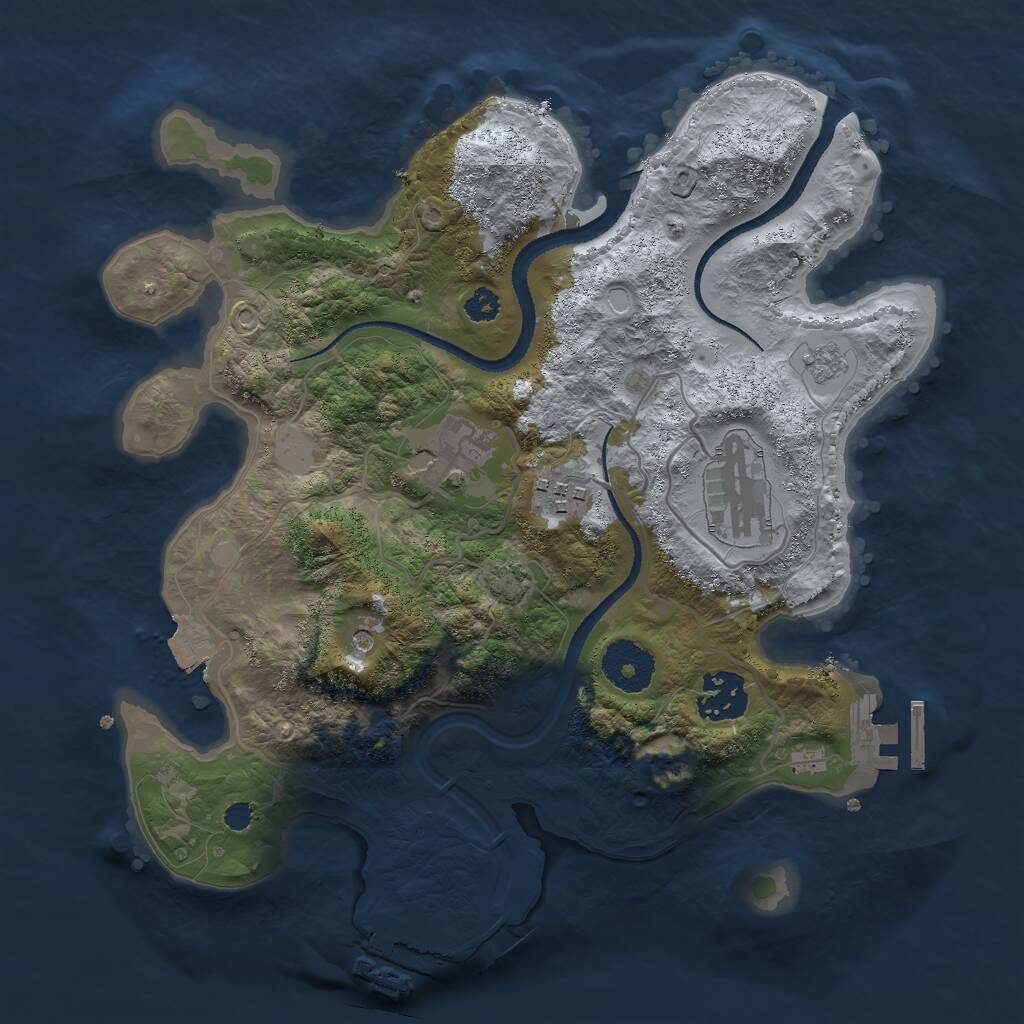 Rust Map: Procedural Map, Size: 3000, Seed: 32128, 10 Monuments
