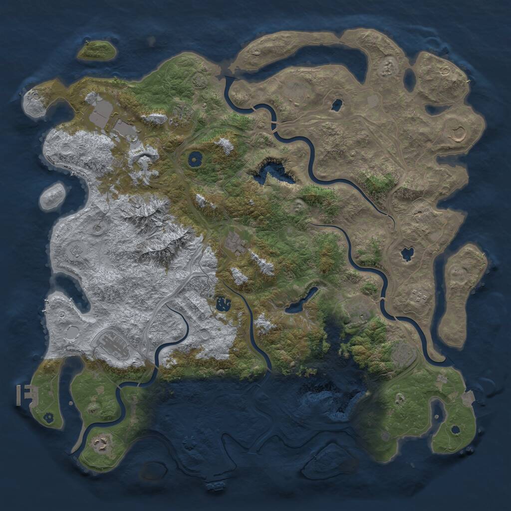 Rust Map: Procedural Map, Size: 5000, Seed: 34867, 17 Monuments
