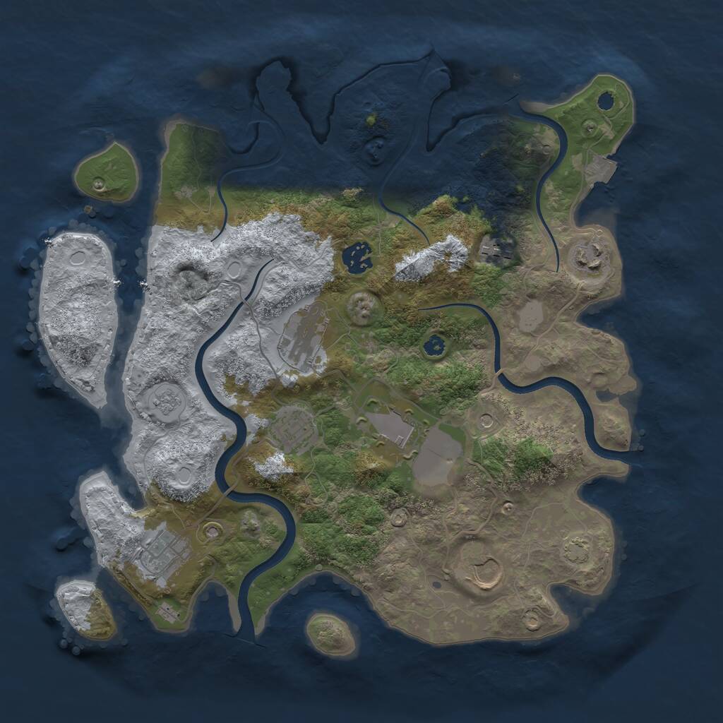 Rust Map: Procedural Map, Size: 3500, Seed: 1670, 12 Monuments