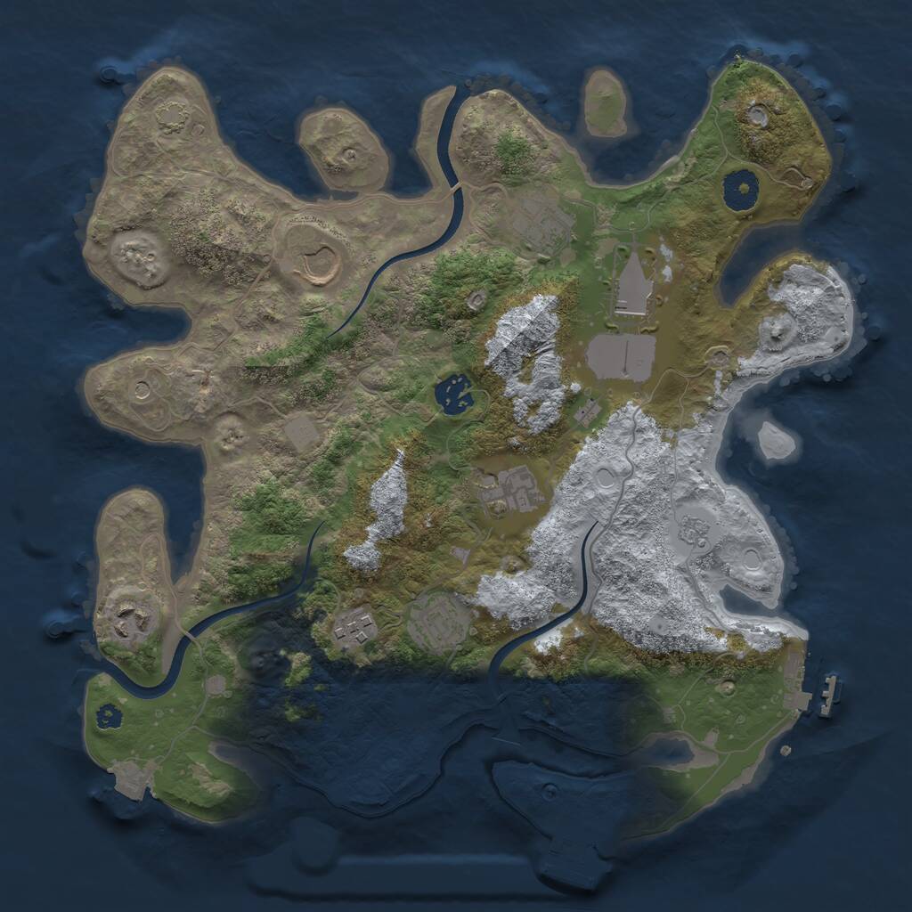 Rust Map: Procedural Map, Size: 3500, Seed: 43238375, 14 Monuments