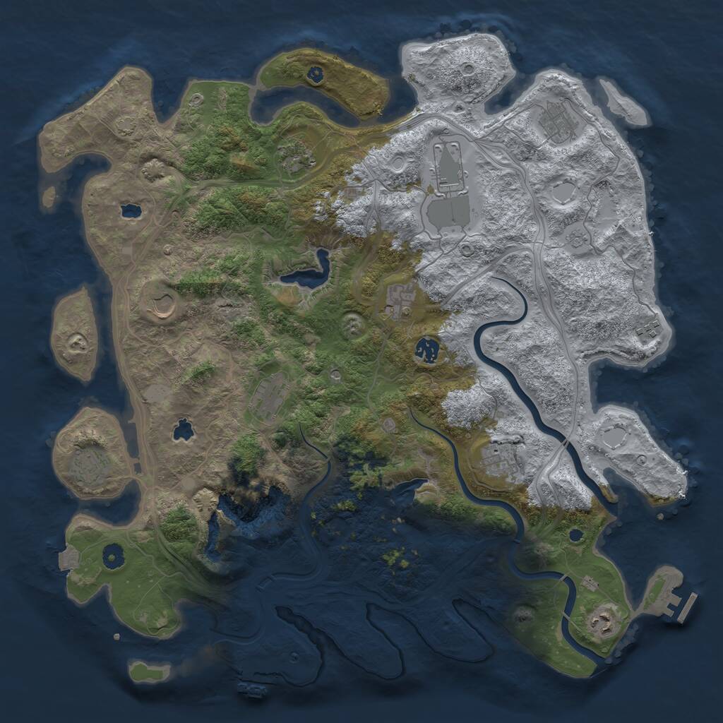 Rust Map: Procedural Map, Size: 4500, Seed: 1357412582, 17 Monuments