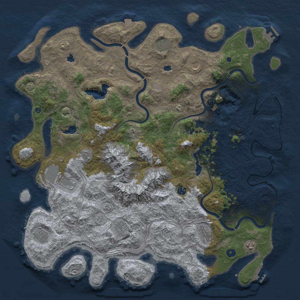 Rust Map: Procedural Map, Size: 5000, Seed: 13579, 16 Monuments
