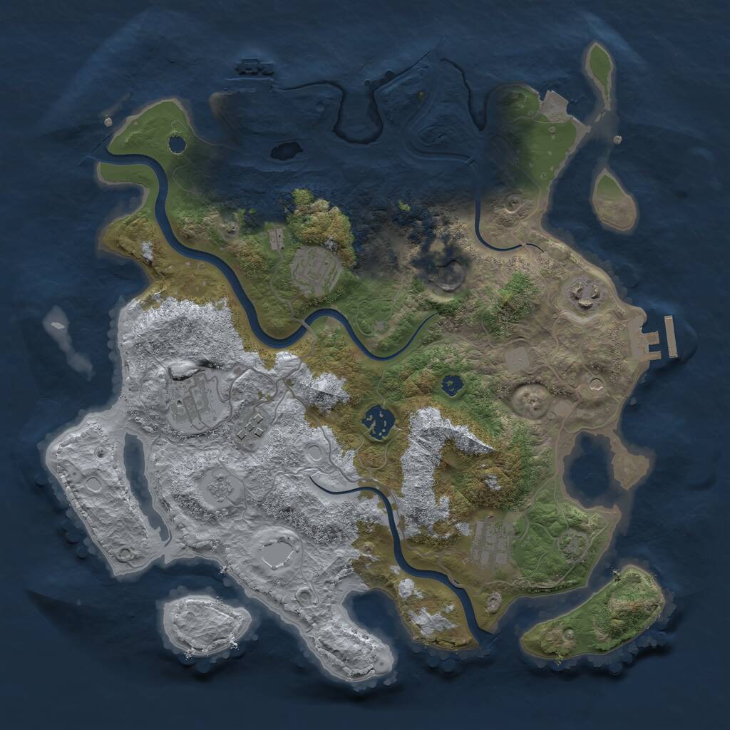 Rust Map: Procedural Map, Size: 3500, Seed: 852457455, 13 Monuments