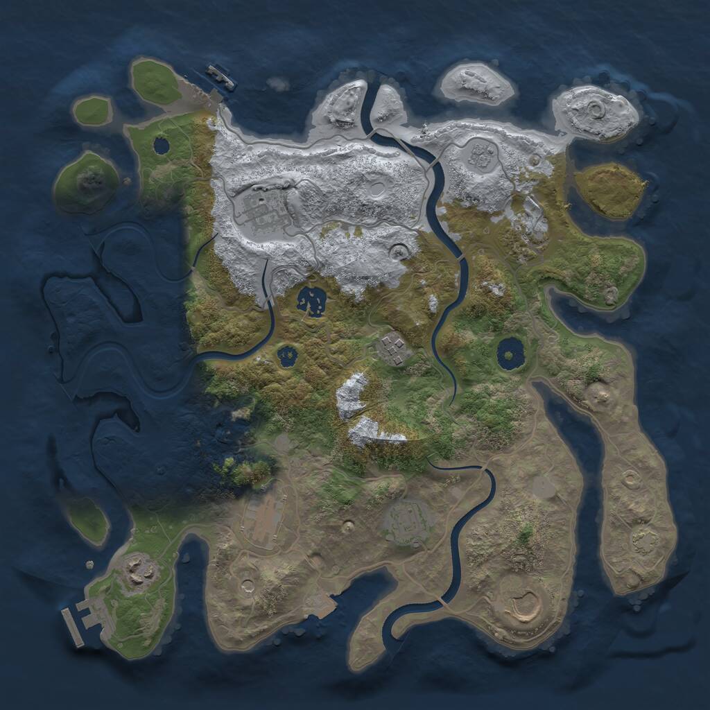 Rust Map: Procedural Map, Size: 3500, Seed: 472700272, 14 Monuments