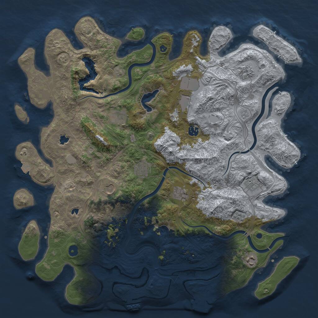 Rust Map: Procedural Map, Size: 4500, Seed: 440304805, 16 Monuments