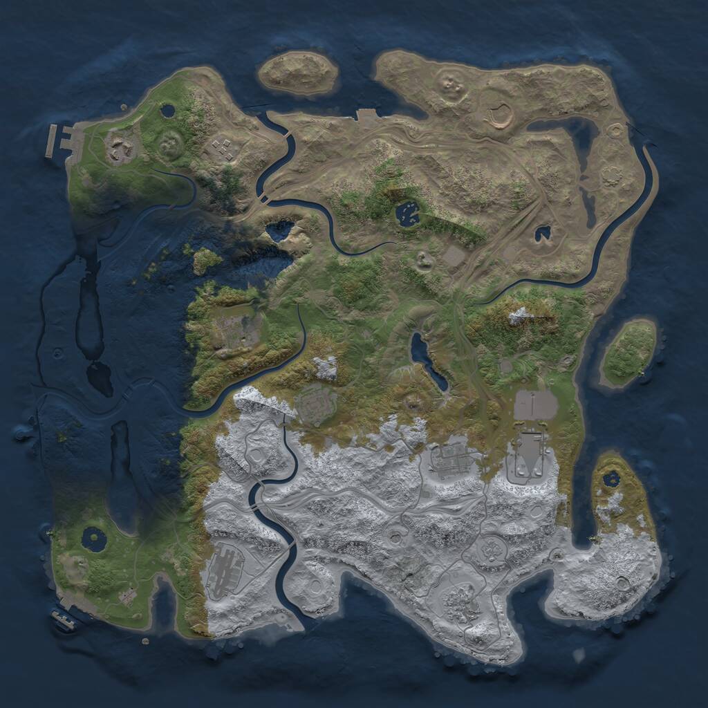 Rust Map: Procedural Map, Size: 4250, Seed: 1077300601, 16 Monuments