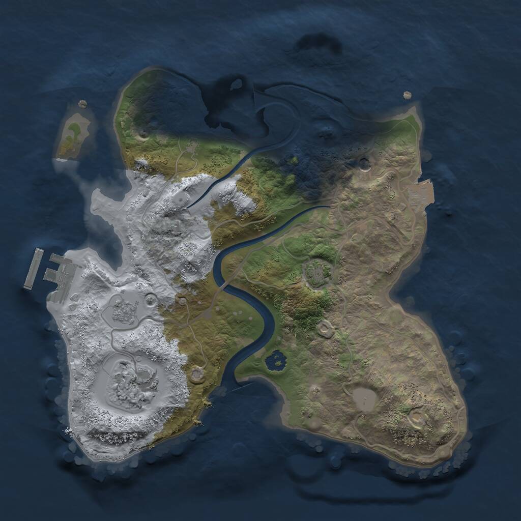 Rust Map: Procedural Map, Size: 2500, Seed: 1882892321, 6 Monuments