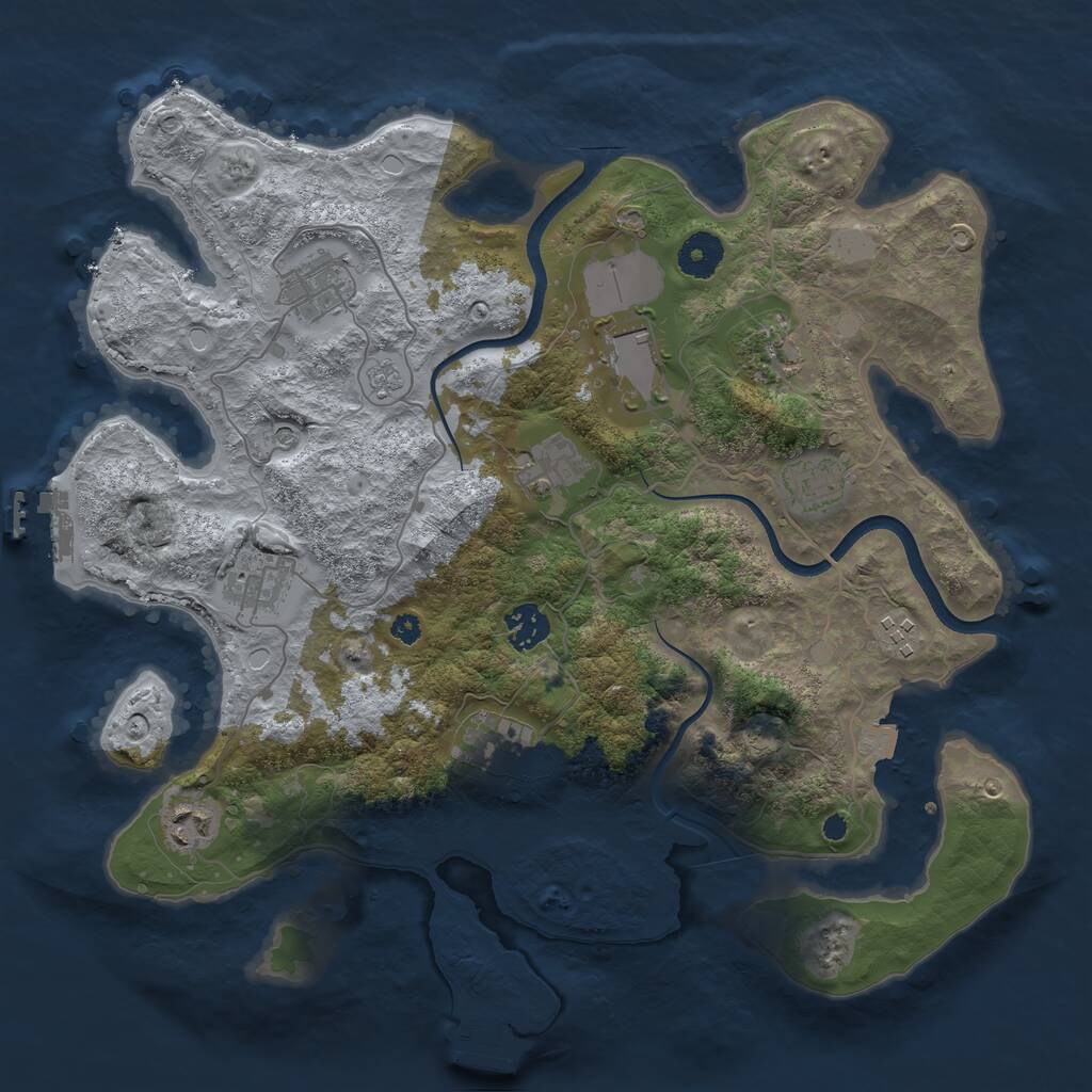 Rust Map: Procedural Map, Size: 3650, Seed: 56408236, 16 Monuments
