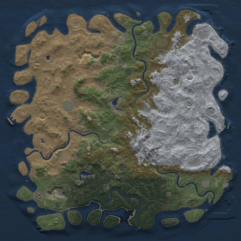 Rust Map: Procedural Map, Size: 6000, Seed: 962877911, 19 Monuments