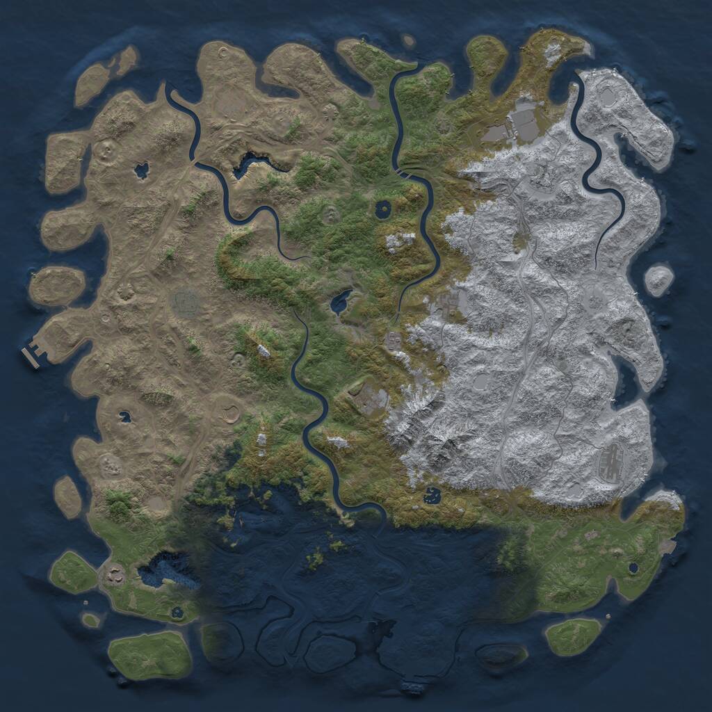 Rust Map: Procedural Map, Size: 6000, Seed: 962877911, 17 Monuments