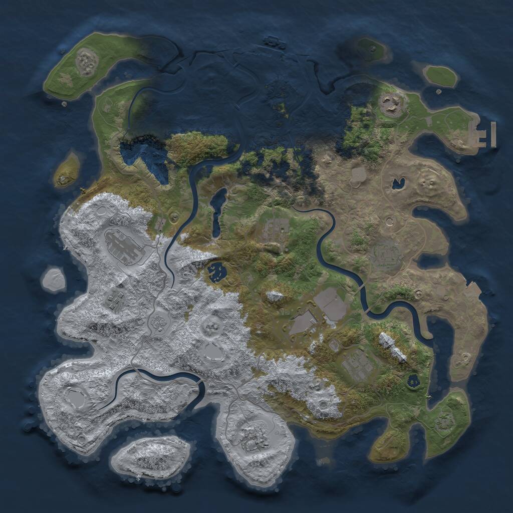 Rust Map: Procedural Map, Size: 4000, Seed: 1345059437, 15 Monuments