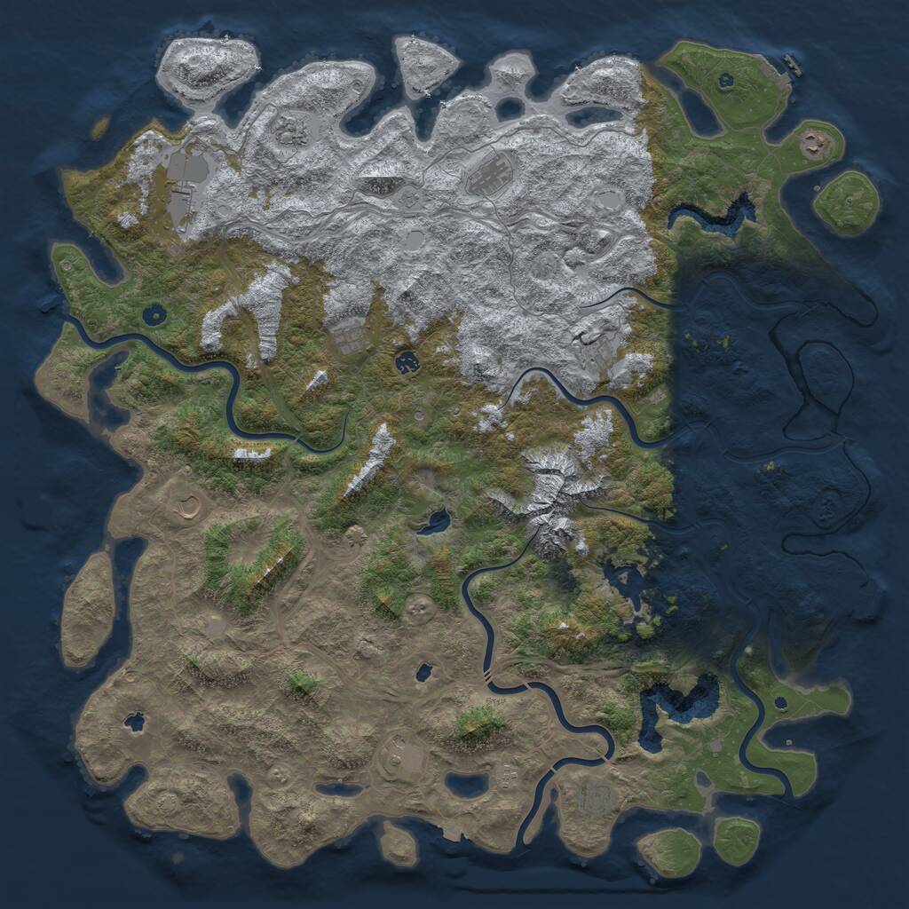 Rust Map: Procedural Map, Size: 6000, Seed: 958677456, 17 Monuments