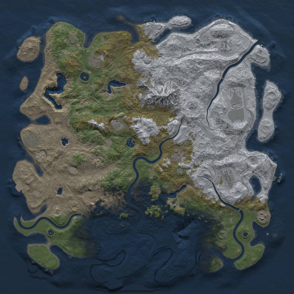 Rust Map: Procedural Map, Size: 5000, Seed: 1411653045, 17 Monuments