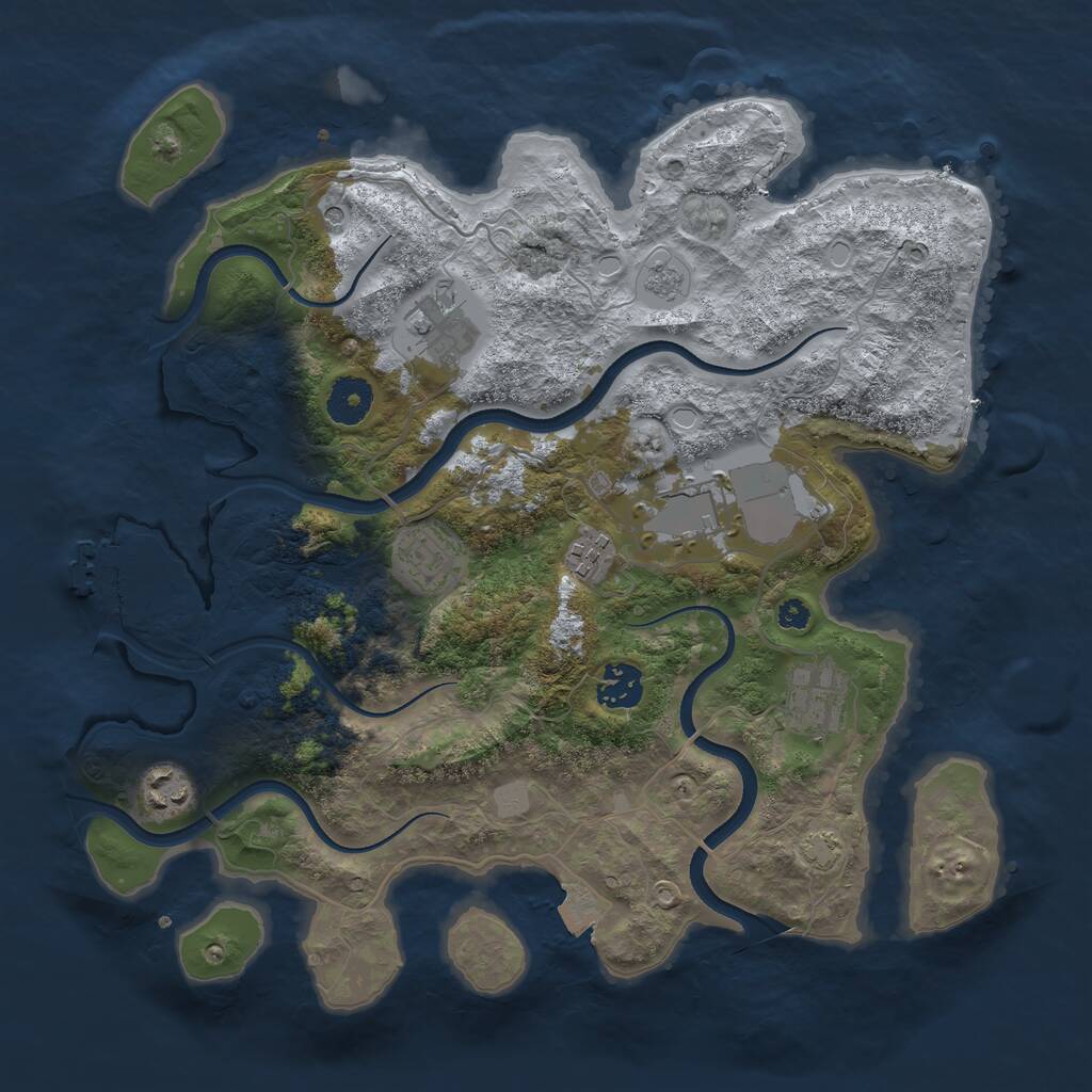 Rust Map: Procedural Map, Size: 3500, Seed: 803463436, 12 Monuments