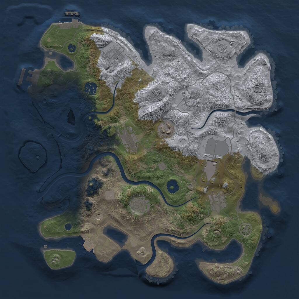 Rust Map: Procedural Map, Size: 3500, Seed: 1223396821, 15 Monuments