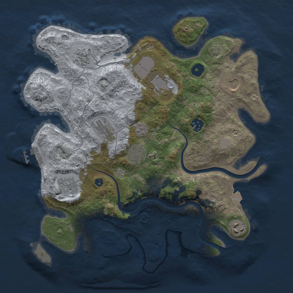 Rust Map: Procedural Map, Size: 3500, Seed: 1338948555, 15 Monuments