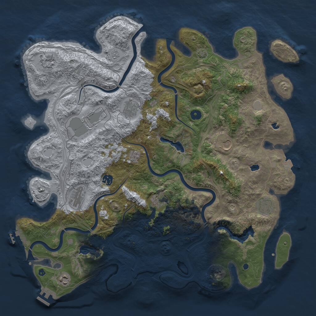 Rust Map: Procedural Map, Size: 4500, Seed: 2122055060, 16 Monuments