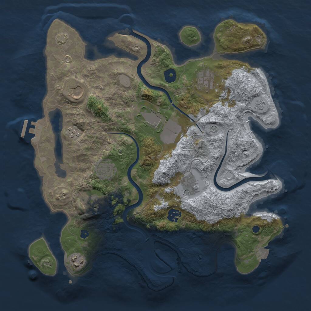 Rust Map: Procedural Map, Size: 3500, Seed: 1144509202, 14 Monuments