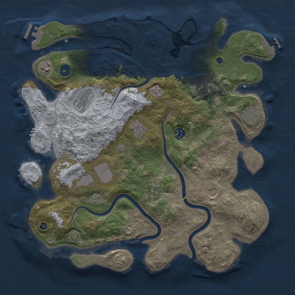 Rust Map: Procedural Map, Size: 3900, Seed: 320425533, 16 Monuments