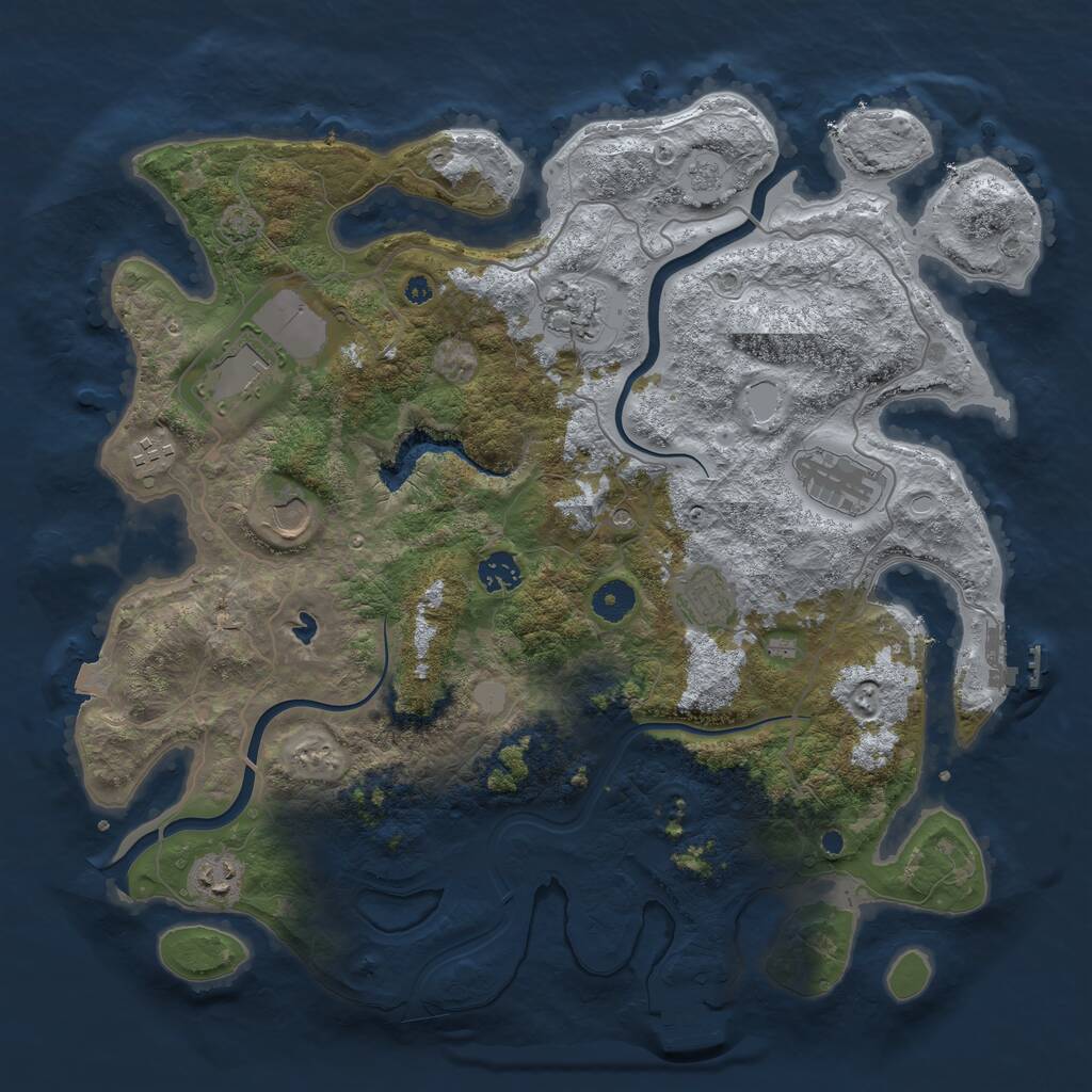 Rust Map: Procedural Map, Size: 4000, Seed: 69974326, 14 Monuments