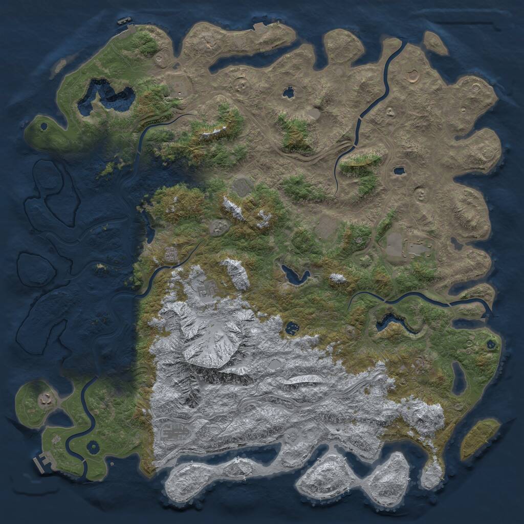 Rust Map: Procedural Map, Size: 6000, Seed: 244349479, 17 Monuments