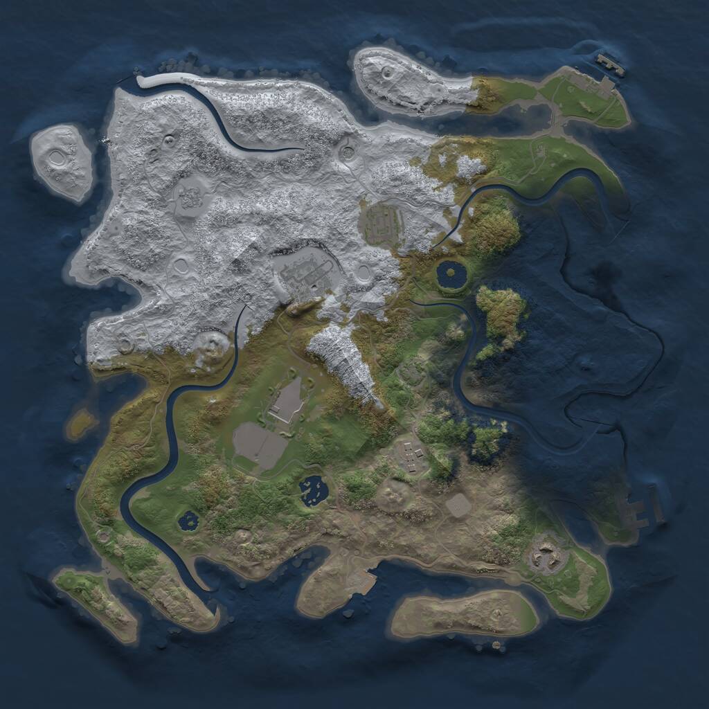 Rust Map: Procedural Map, Size: 3600, Seed: 1530983759, 12 Monuments