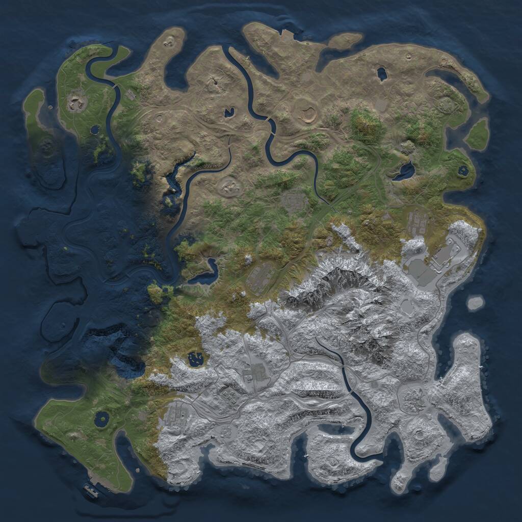 Rust Map: Procedural Map, Size: 5000, Seed: 1941561229, 17 Monuments