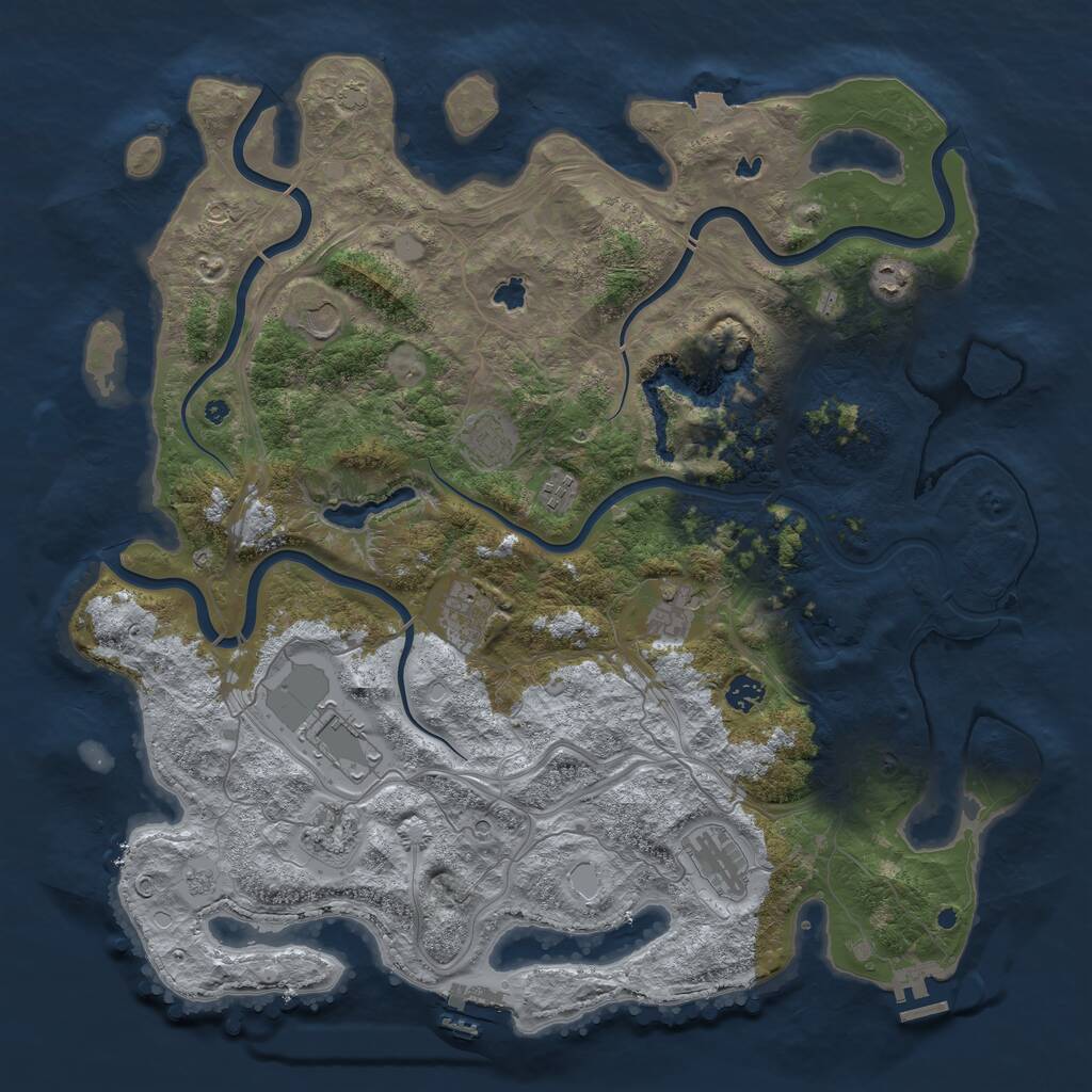 Rust Map: Procedural Map, Size: 4500, Seed: 208795410, 16 Monuments