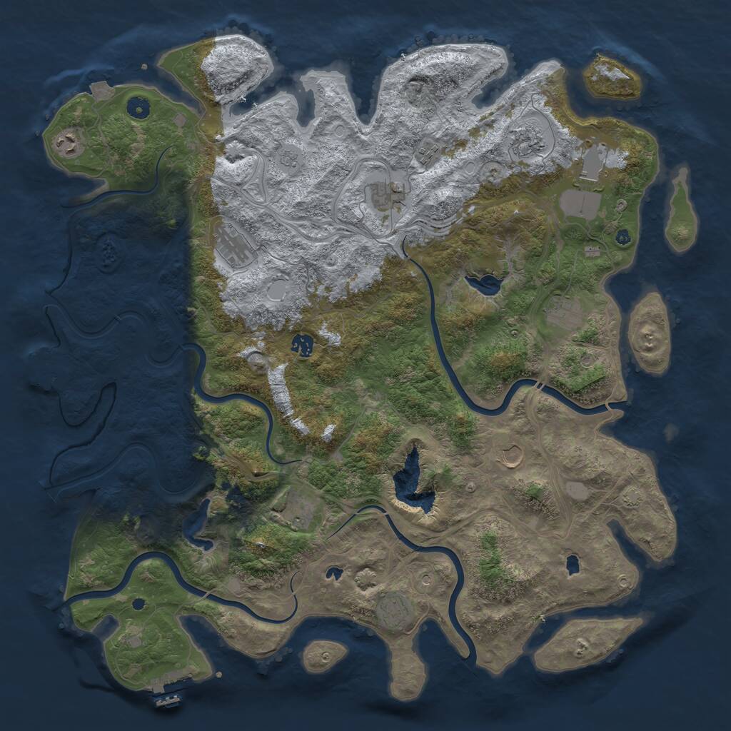 Rust Map: Procedural Map, Size: 4800, Seed: 36593512, 17 Monuments