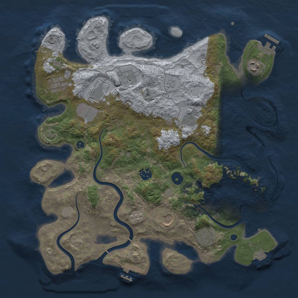 Rust Map: Procedural Map, Size: 3750, Seed: 499861028, 15 Monuments