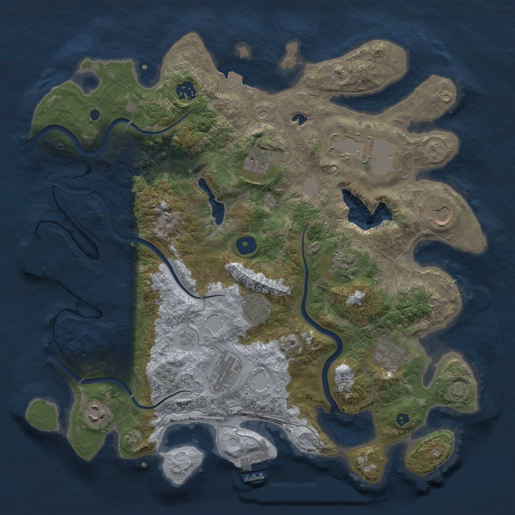 Rust Map: Procedural Map, Size: 4000, Seed: 1956951544, 16 Monuments