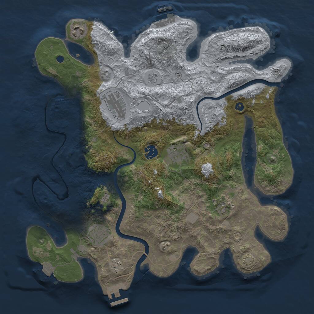 Rust Map: Procedural Map, Size: 3500, Seed: 1952562294, 13 Monuments