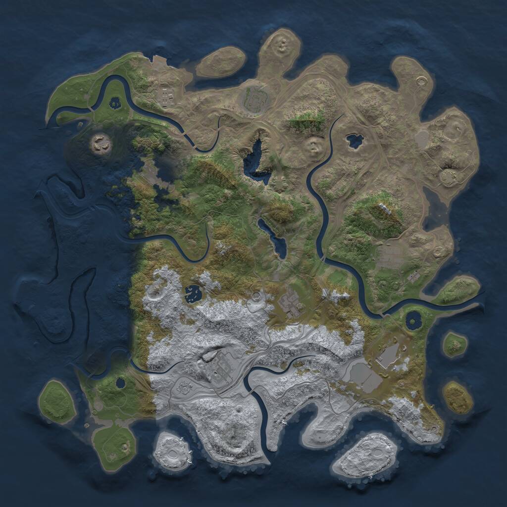 Rust Map: Procedural Map, Size: 4250, Seed: 1070150021, 14 Monuments