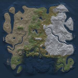 Thumbnail Rust Map: Procedural Map, Size: 4500, Seed: 757665250, 17 Monuments