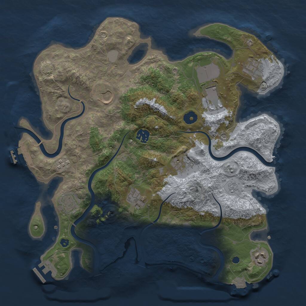 Rust Map: Procedural Map, Size: 3500, Seed: 347342, 15 Monuments