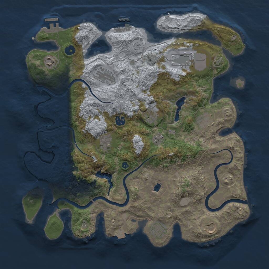 Rust Map: Procedural Map, Size: 4000, Seed: 1109983704, 16 Monuments