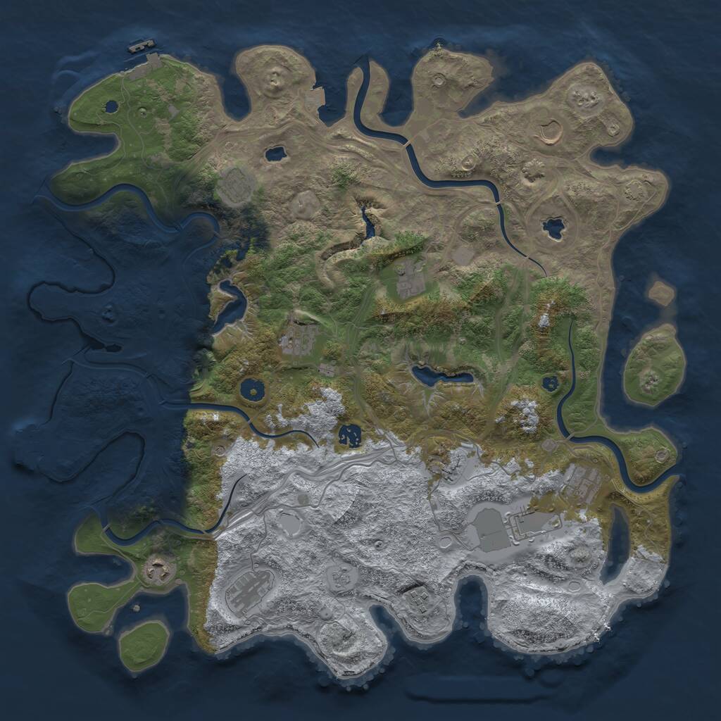 Rust Map: Procedural Map, Size: 4500, Seed: 19657719, 17 Monuments