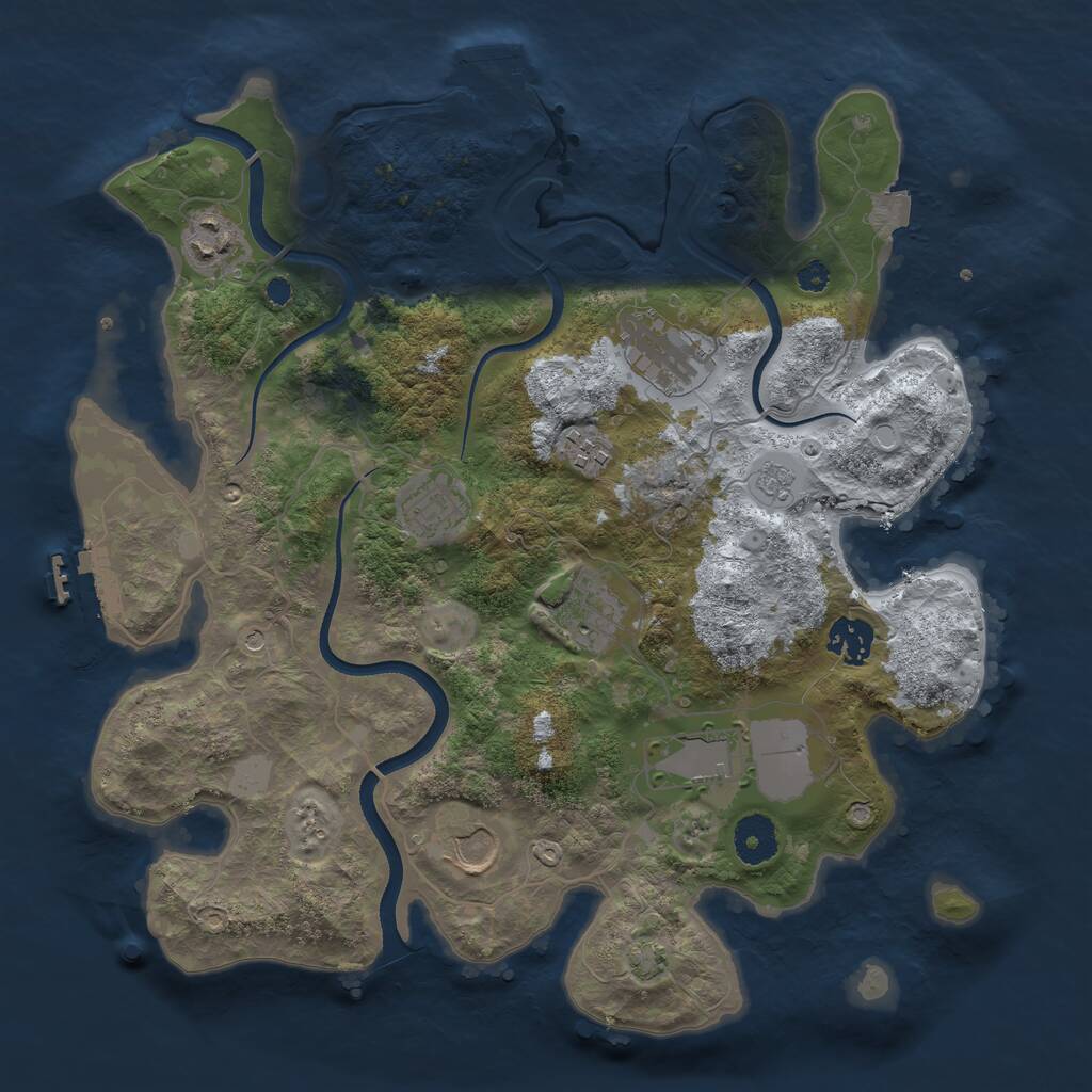Rust Map: Procedural Map, Size: 3500, Seed: 610753146, 14 Monuments