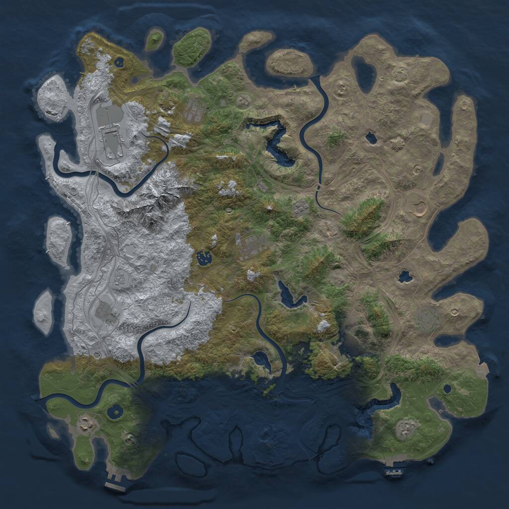 Rust Map: Procedural Map, Size: 5000, Seed: 1265798435, 16 Monuments
