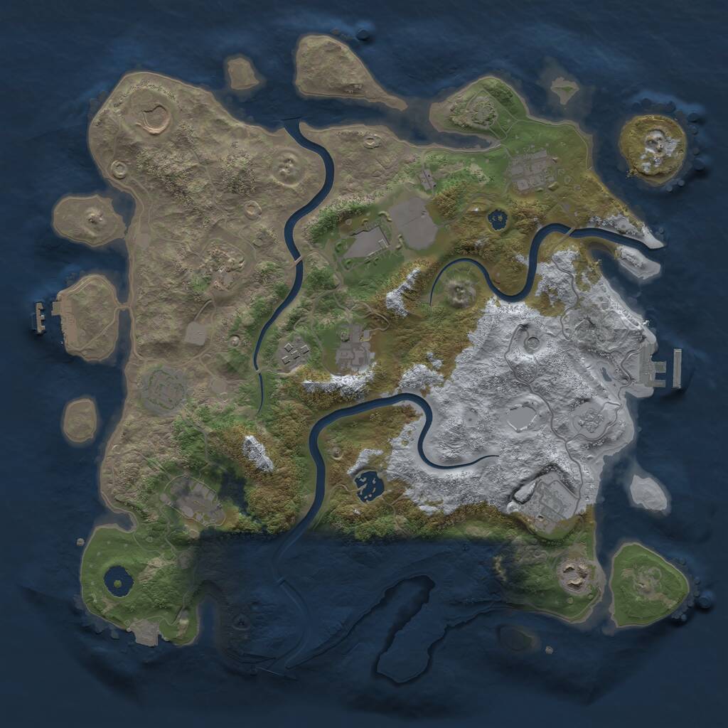 Rust Map: Procedural Map, Size: 3750, Seed: 373049567, 17 Monuments