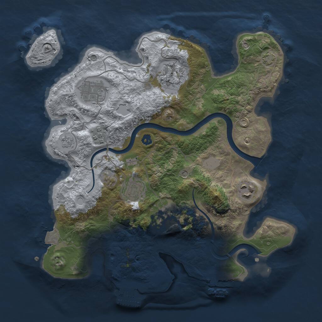 Rust Map: Procedural Map, Size: 3000, Seed: 1970244702, 12 Monuments
