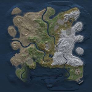 Thumbnail Rust Map: Procedural Map, Size: 3500, Seed: 25216413, 14 Monuments